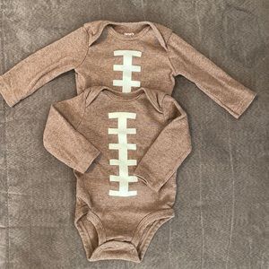 Carter’s Football Long Sleeve Bodysuit. 3 months. Great for Twins